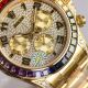 2021 NEW! Swiss Rolex Daytona JH 7750 Watch Rainbow Bezel Arabic Diamond Dial Yellow Gold (3)_th.jpg